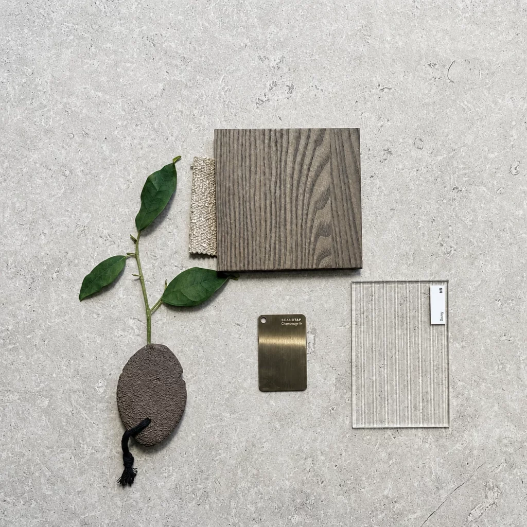 En moodboard för en badrumsrenovering i Bromma gjord av Renovera Nu